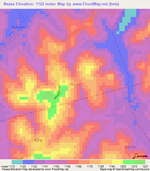 Nsasa,Uganda Elevation Map