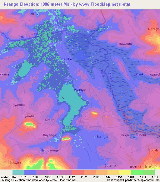 Nsango,Uganda Elevation Map