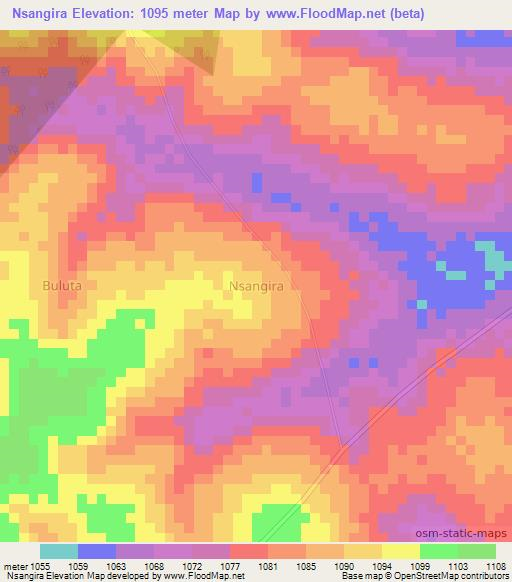 Nsangira,Uganda Elevation Map