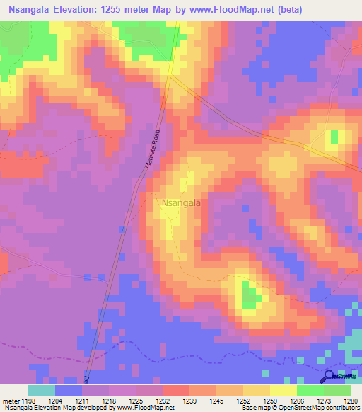 Nsangala,Uganda Elevation Map