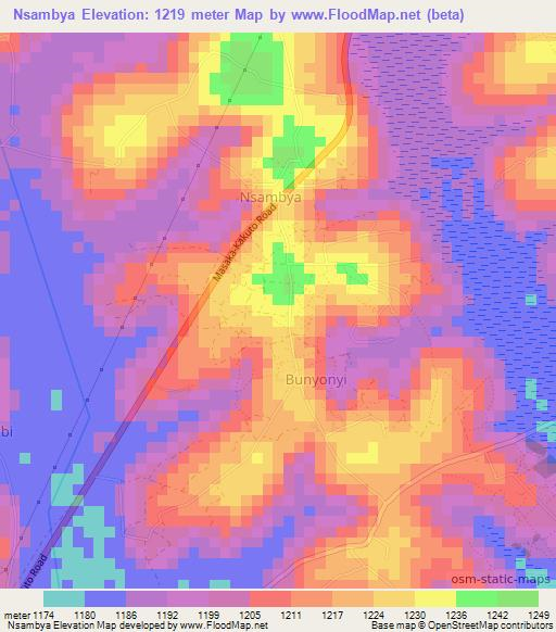 Nsambya,Uganda Elevation Map