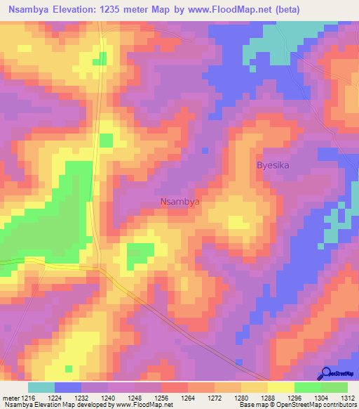 Nsambya,Uganda Elevation Map