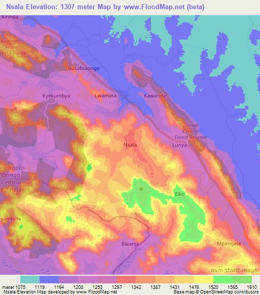 Nsala,Uganda Elevation Map