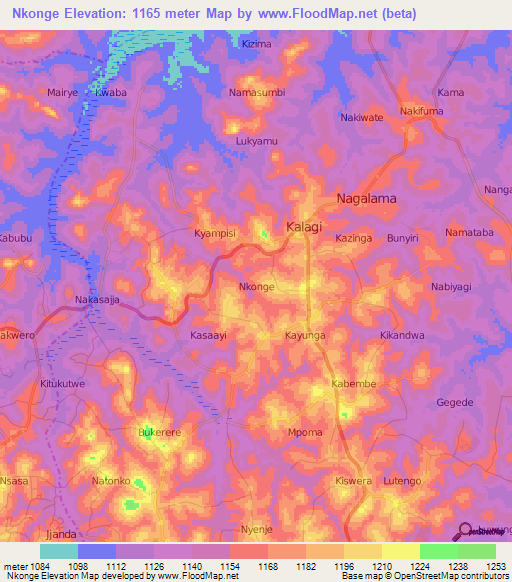 Nkonge,Uganda Elevation Map