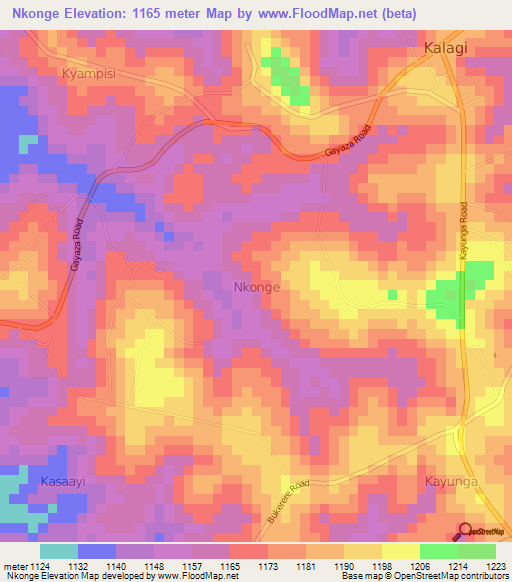 Nkonge,Uganda Elevation Map