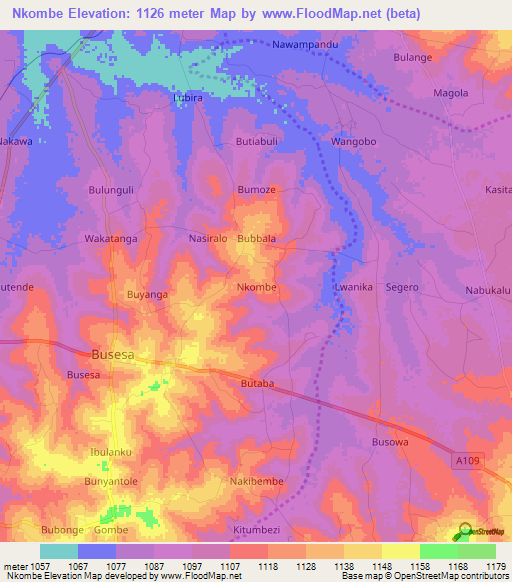 Nkombe,Uganda Elevation Map