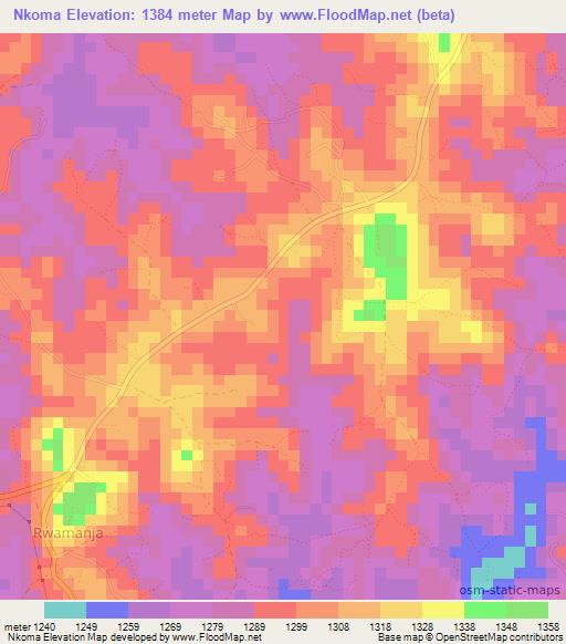 Nkoma,Uganda Elevation Map