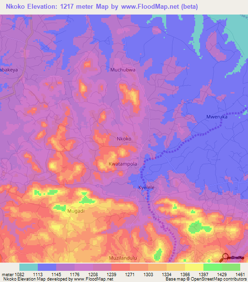 Nkoko,Uganda Elevation Map