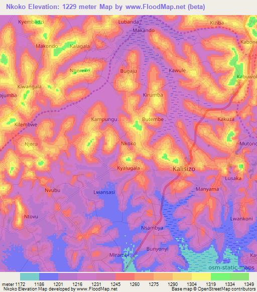Nkoko,Uganda Elevation Map