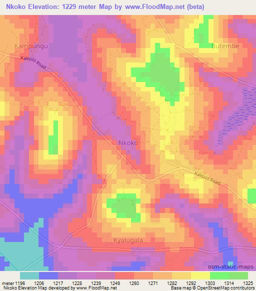 Nkoko,Uganda Elevation Map