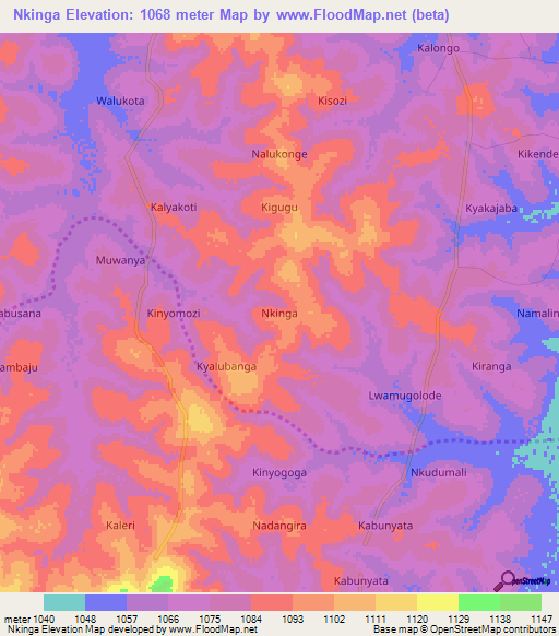 Nkinga,Uganda Elevation Map