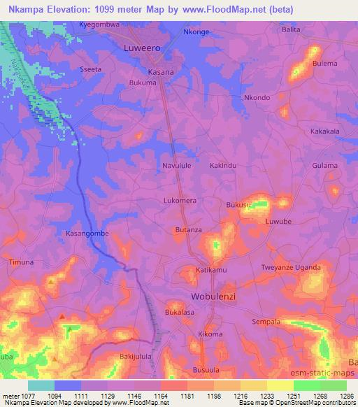 Nkampa,Uganda Elevation Map