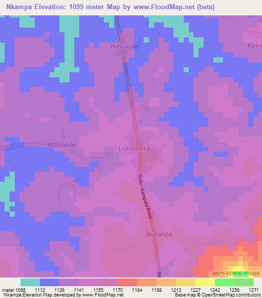Nkampa,Uganda Elevation Map