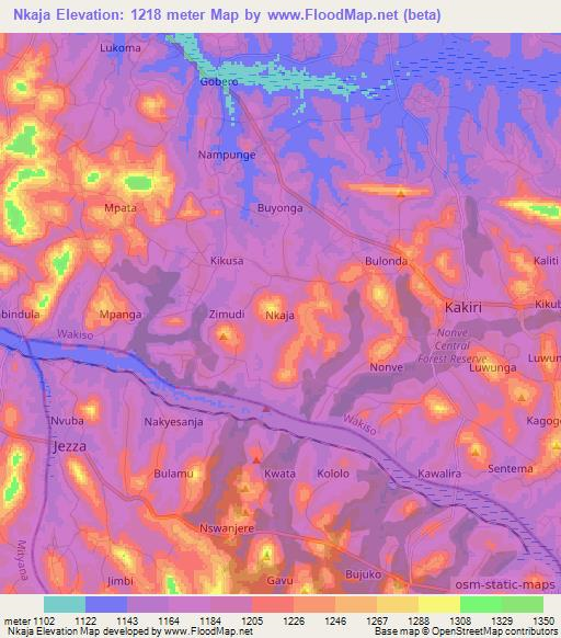 Nkaja,Uganda Elevation Map