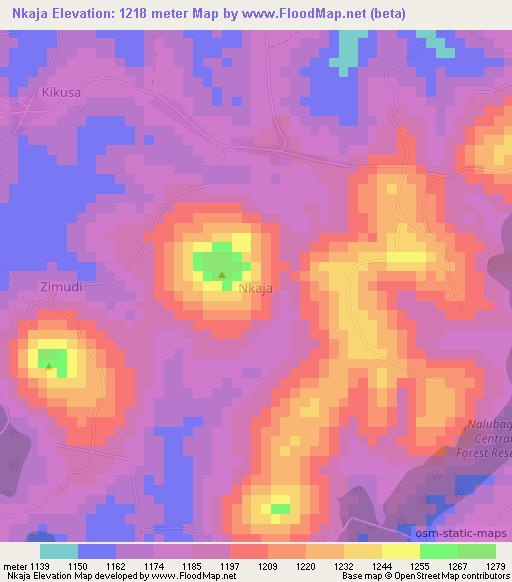 Nkaja,Uganda Elevation Map
