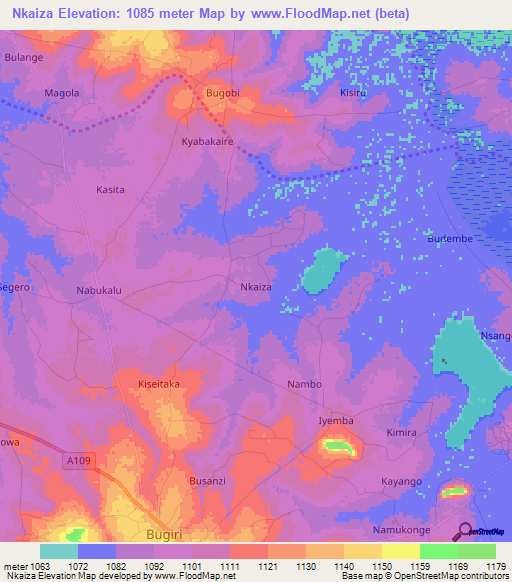 Nkaiza,Uganda Elevation Map