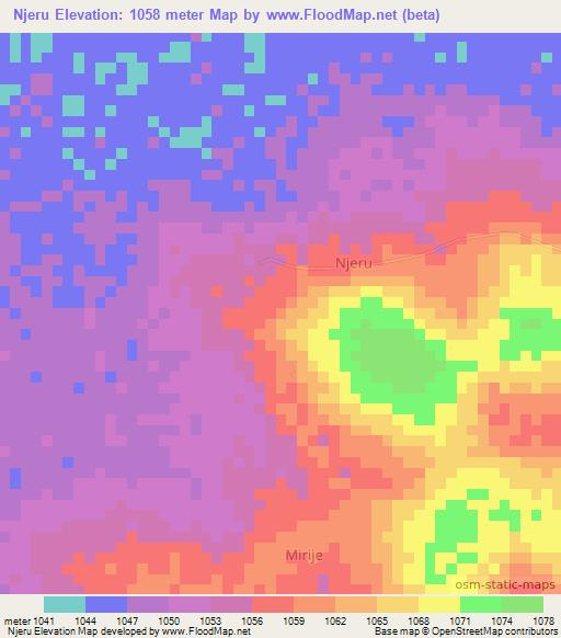 Njeru,Uganda Elevation Map