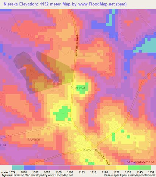 Njereka,Uganda Elevation Map