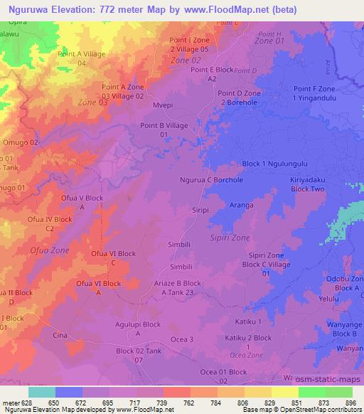 Nguruwa,Uganda Elevation Map