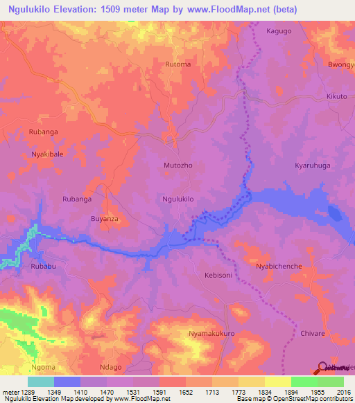 Ngulukilo,Uganda Elevation Map
