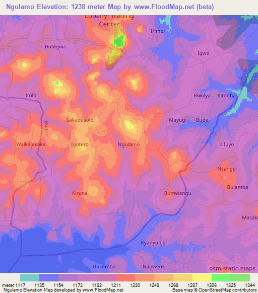 Ngulamo,Uganda Elevation Map
