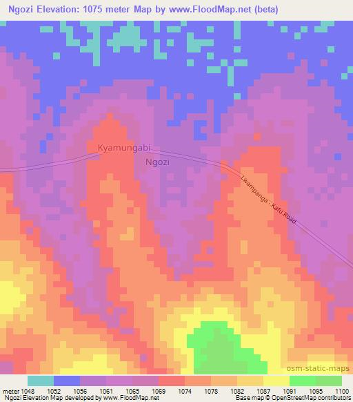 Ngozi,Uganda Elevation Map