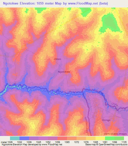 Ngotokwe,Uganda Elevation Map