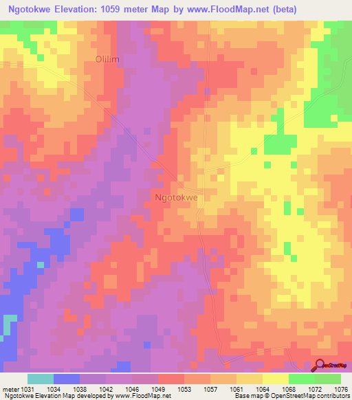 Ngotokwe,Uganda Elevation Map