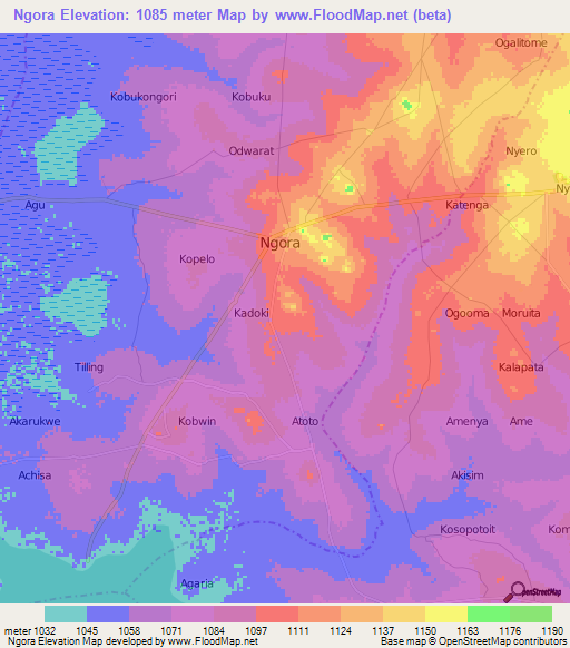 Ngora,Uganda Elevation Map