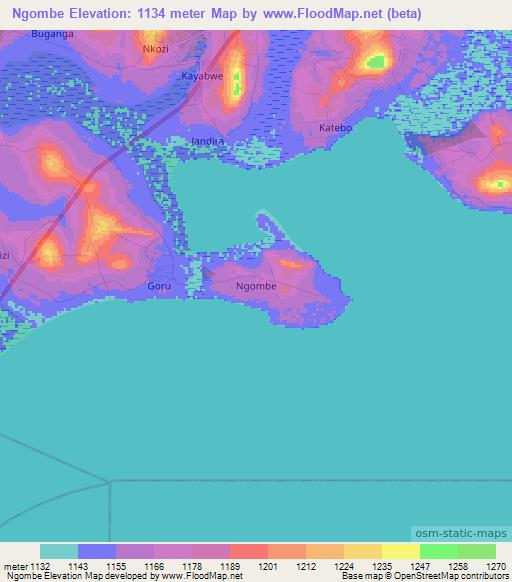 Ngombe,Uganda Elevation Map