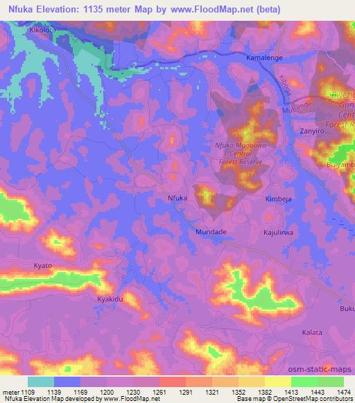 Nfuka,Uganda Elevation Map