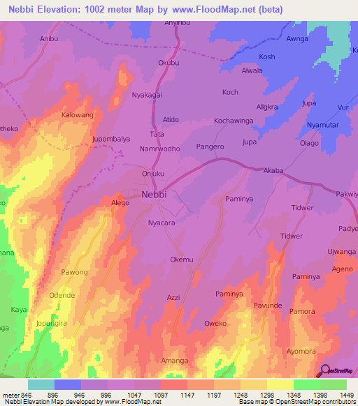Nebbi,Uganda Elevation Map
