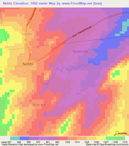 Nebbi,Uganda Elevation Map