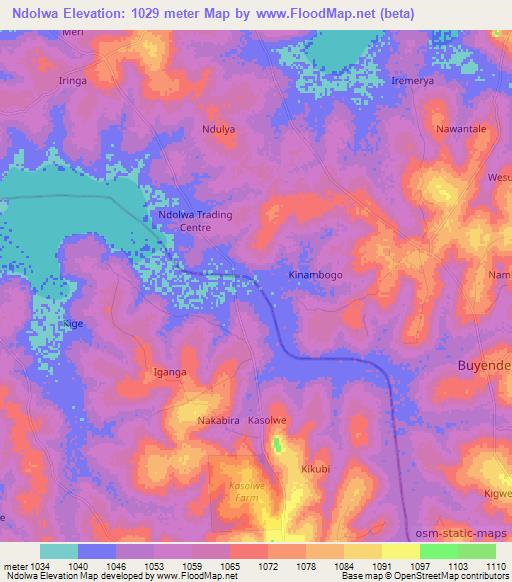 Ndolwa,Uganda Elevation Map