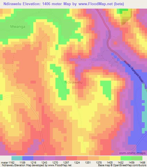 Ndirawelu,Uganda Elevation Map