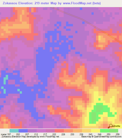 Zokassou,Ivory Coast Elevation Map