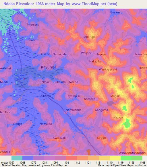 Ndeba,Uganda Elevation Map