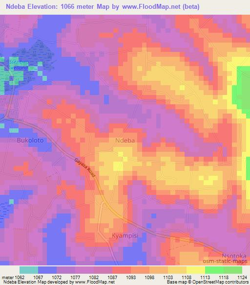 Ndeba,Uganda Elevation Map