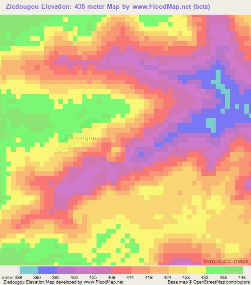 Ziedougou,Ivory Coast Elevation Map