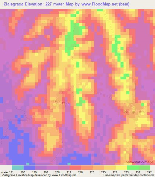 Zialegraoa,Ivory Coast Elevation Map