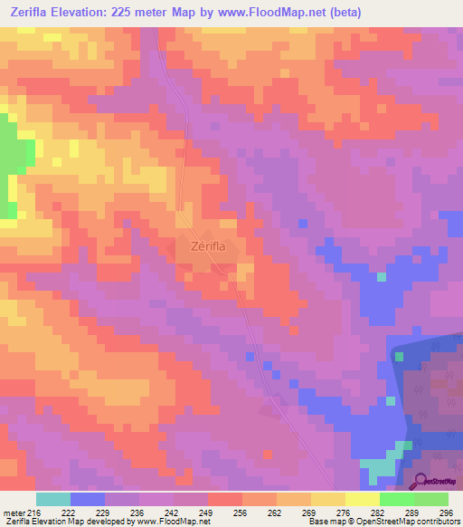 Zerifla,Ivory Coast Elevation Map