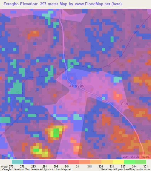Zeregbo,Ivory Coast Elevation Map