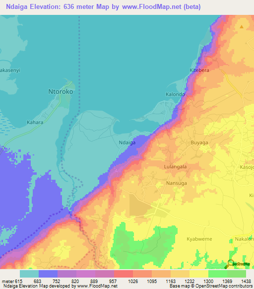 Ndaiga,Uganda Elevation Map