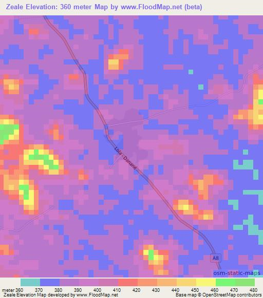 Zeale,Ivory Coast Elevation Map