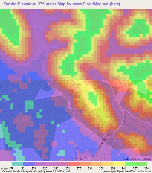 Zaroko,Ivory Coast Elevation Map