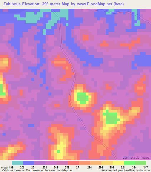 Zahiboue,Ivory Coast Elevation Map