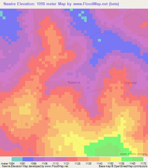Nawire,Uganda Elevation Map