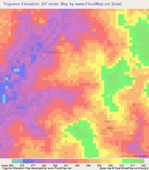 Yogonon,Ivory Coast Elevation Map