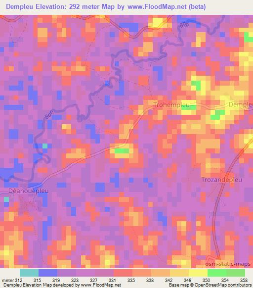 Dempleu,Ivory Coast Elevation Map