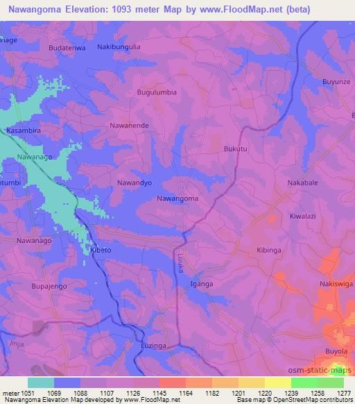 Nawangoma,Uganda Elevation Map